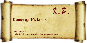 Kemény Patrik névjegykártya