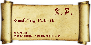 Kemény Patrik névjegykártya